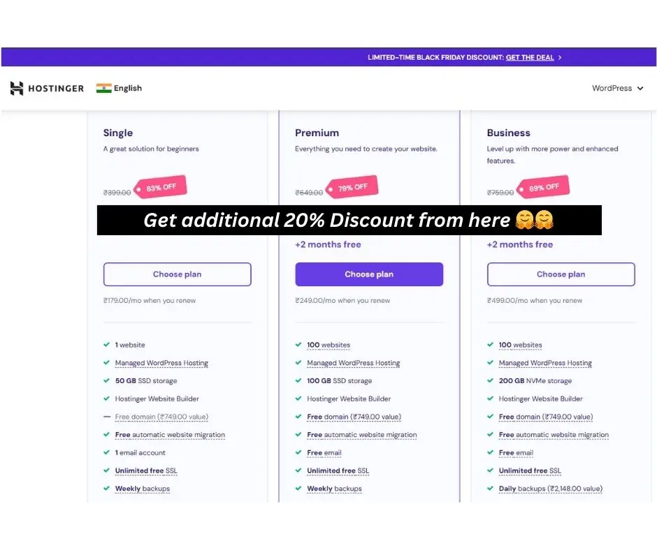 Hostinger Plans and Discount