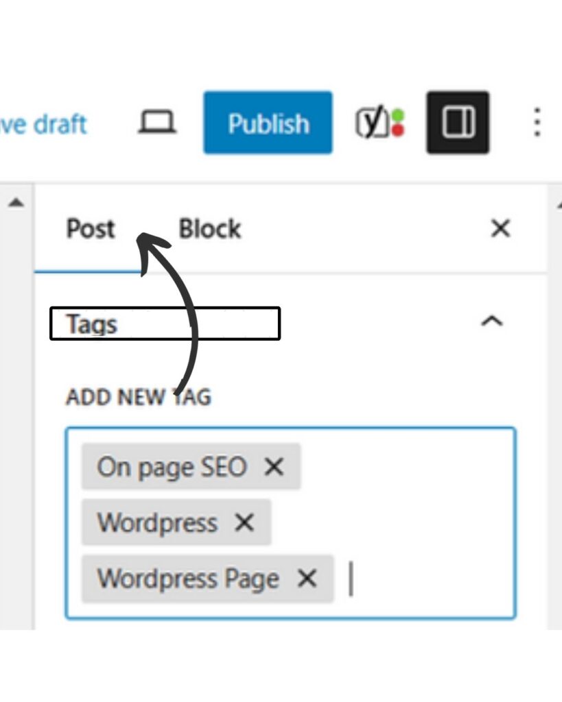 Tags adding block in WordPress