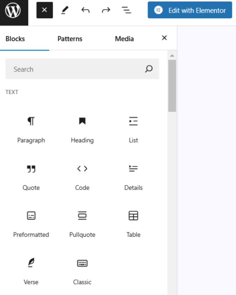 WordPress Blocks Dashboard