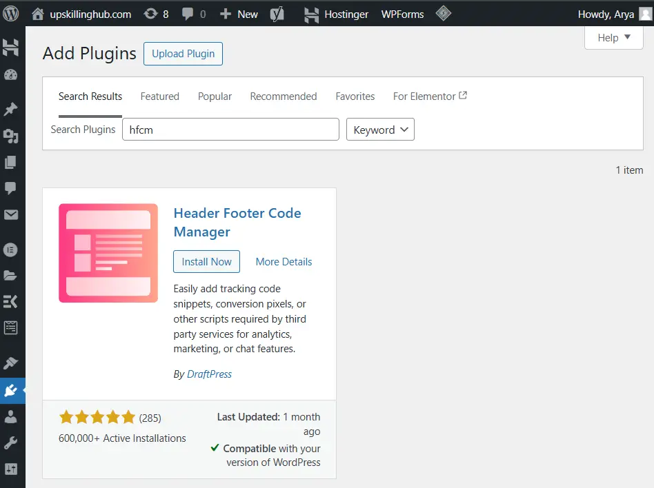 Header Footer Code manager Plugin